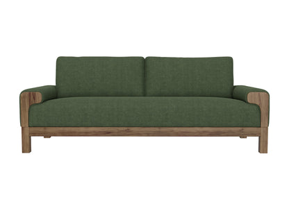 Wooden Frame & Base, Sofa - Olive Green