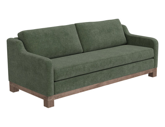 Wooden Frame & Base, Sofa - Olive Green