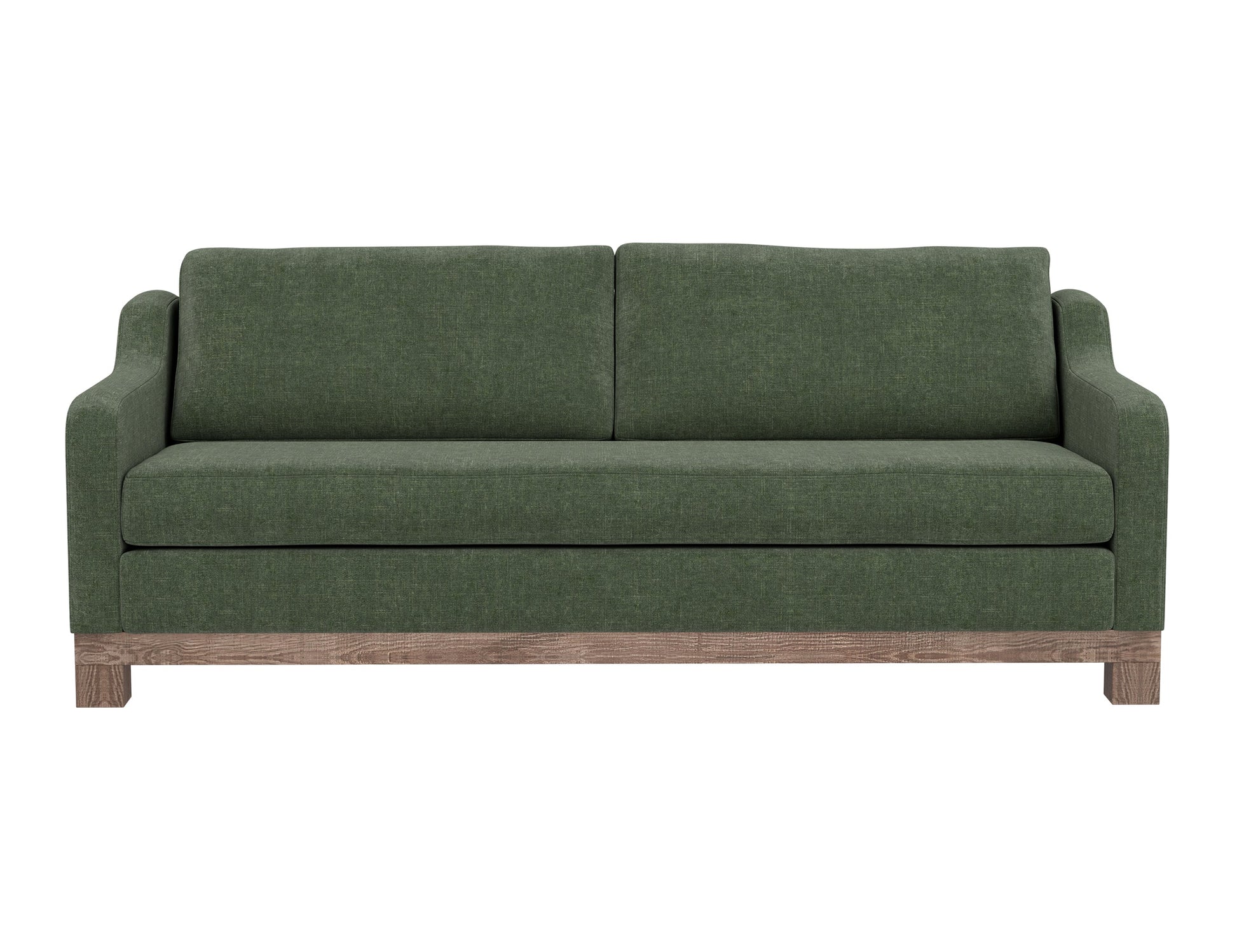 Wooden Frame & Base, Sofa - Olive Green