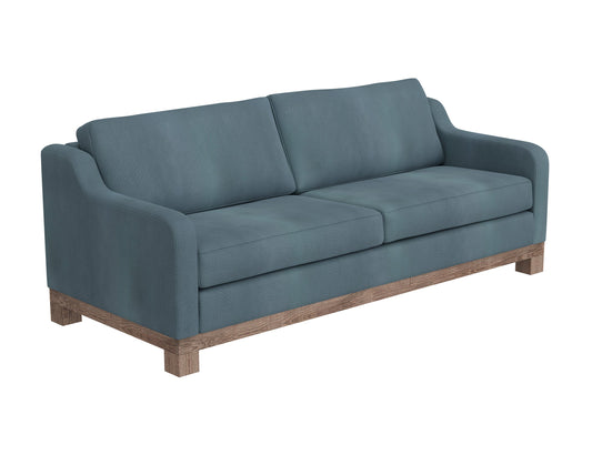 Wooden Frame & Base, Two-Cushion Sofa - Slate Blue