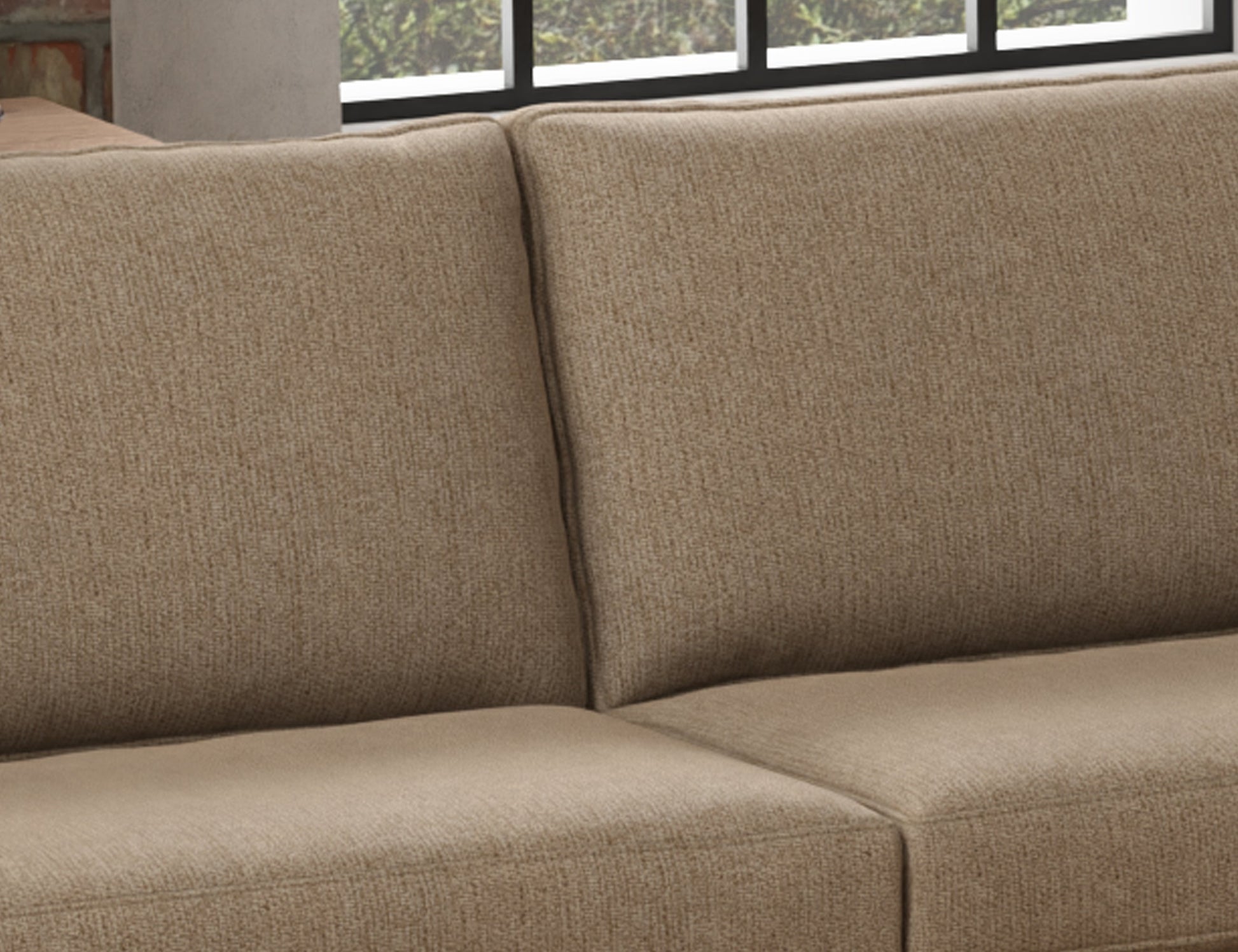 Wooden Frame & Base, Sofa - Brown Camel
