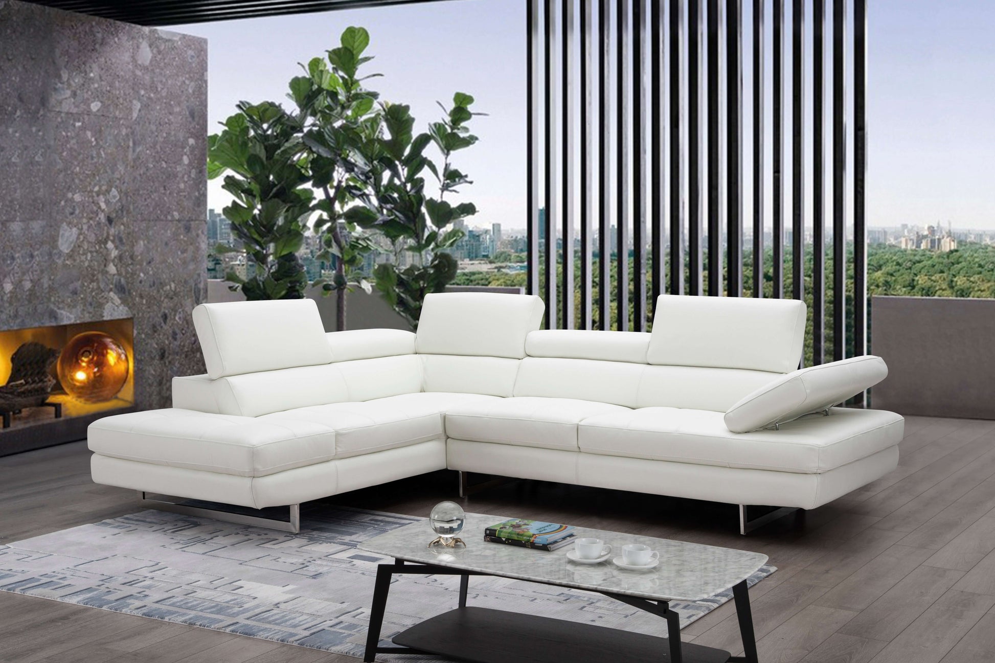 A761 Italian Leather Sectional Slate