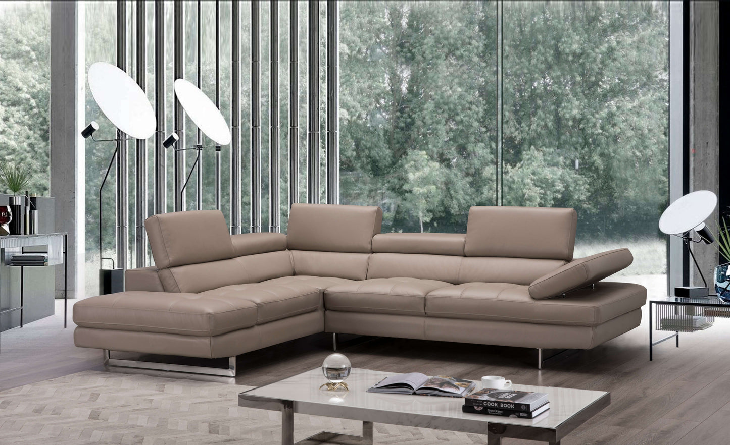 A761 Italian Leather Sectional Slate