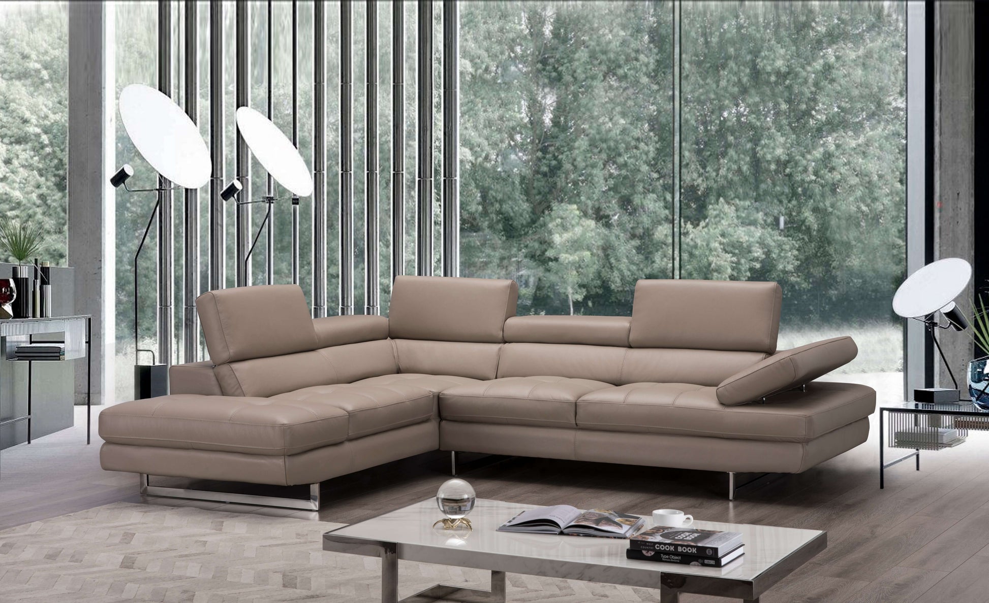 A761 Italian Leather Sectional Slate