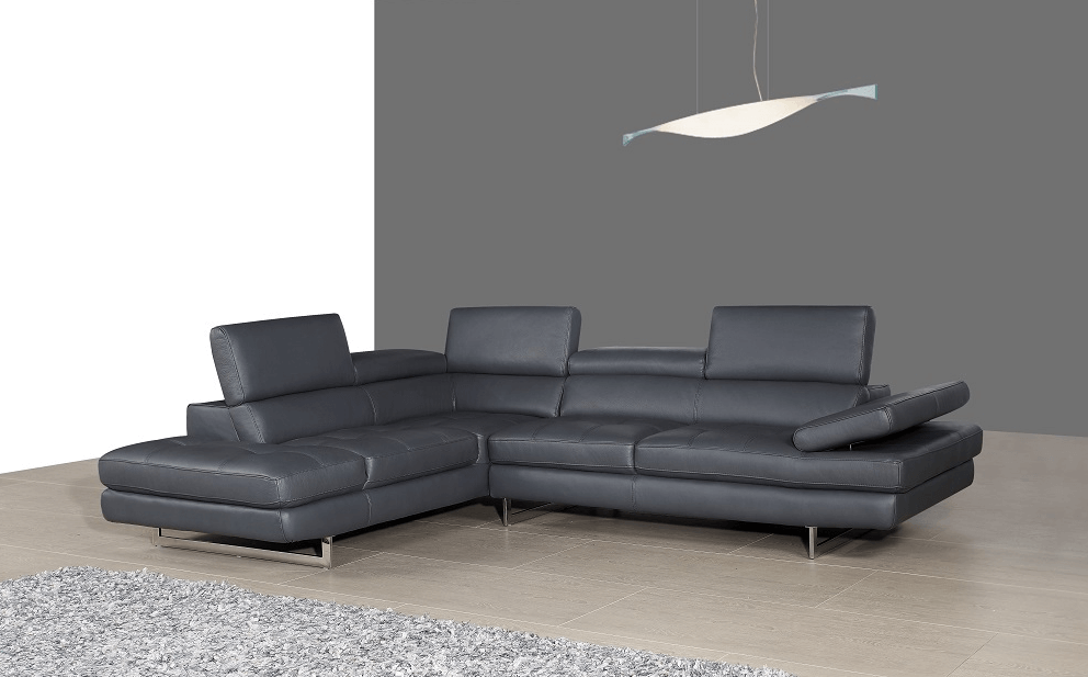 A761 Italian Leather Sectional Slate