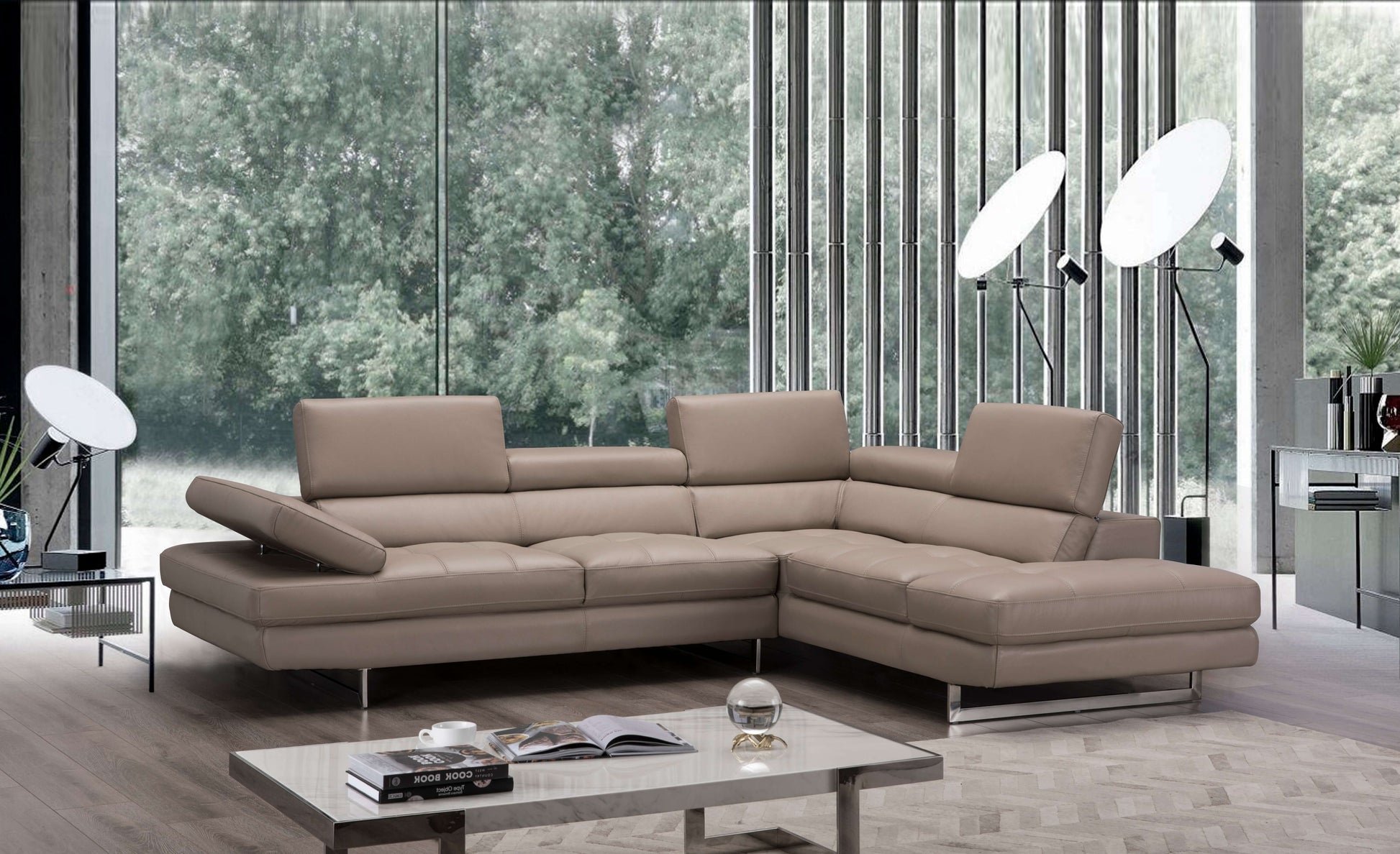 A761 Italian Leather Sectional Slate