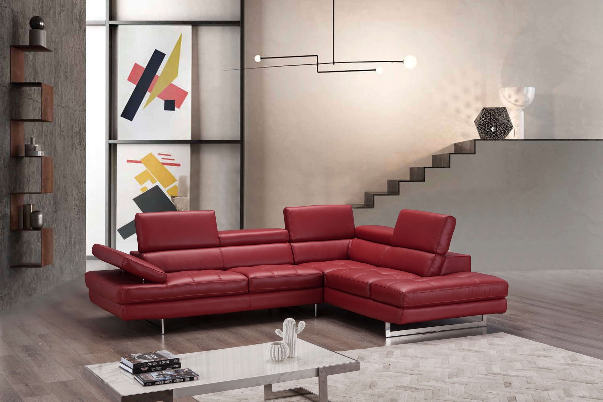 A761 Italian Leather Sectional Slate