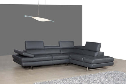 A761 Italian Leather Sectional Slate