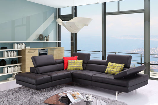 A761 Italian Leather Sectional Slate