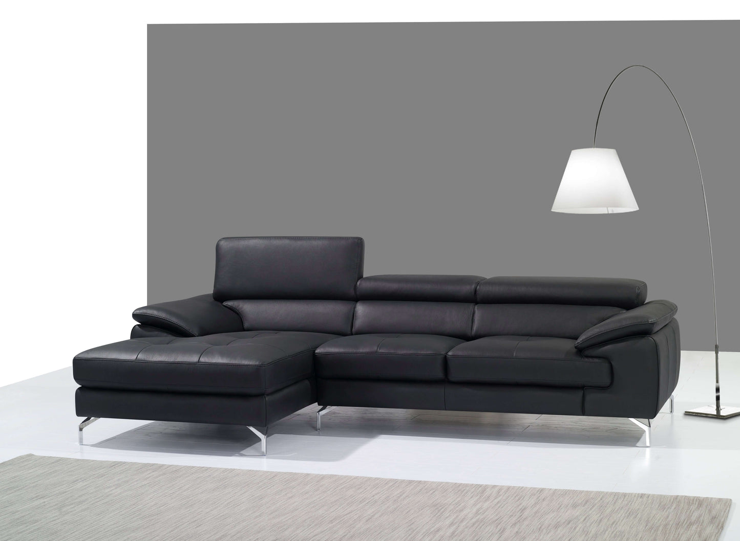 A973B Italian Leather Mini Sectional Chaise