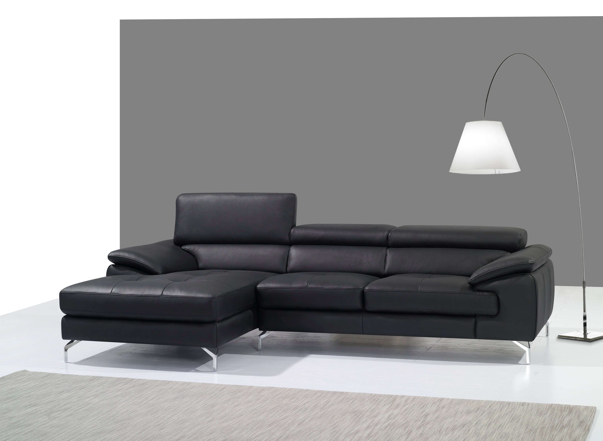 A973B Italian Leather Mini Sectional Chaise