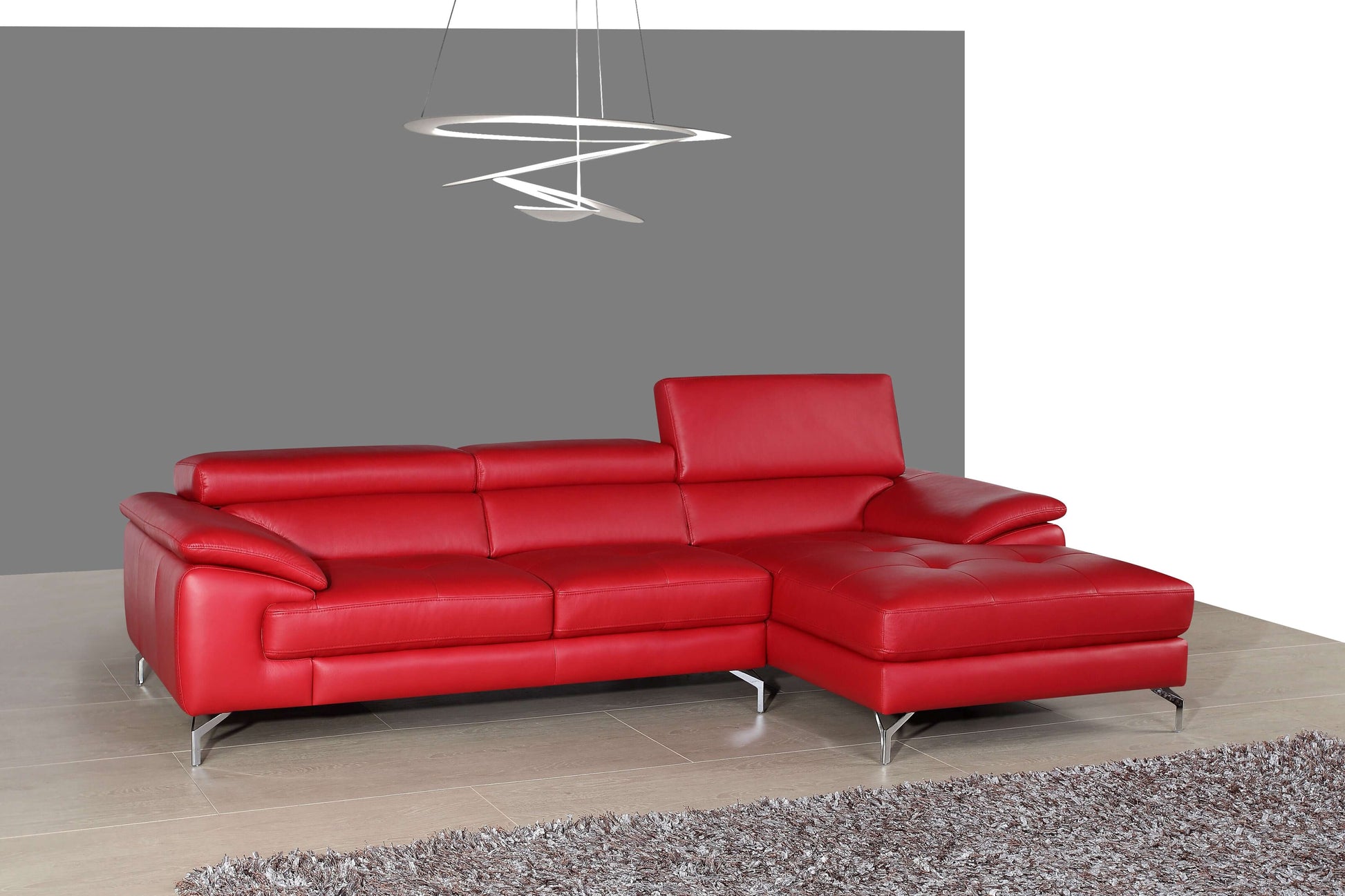 A973B Italian Leather Mini Sectional Chaise