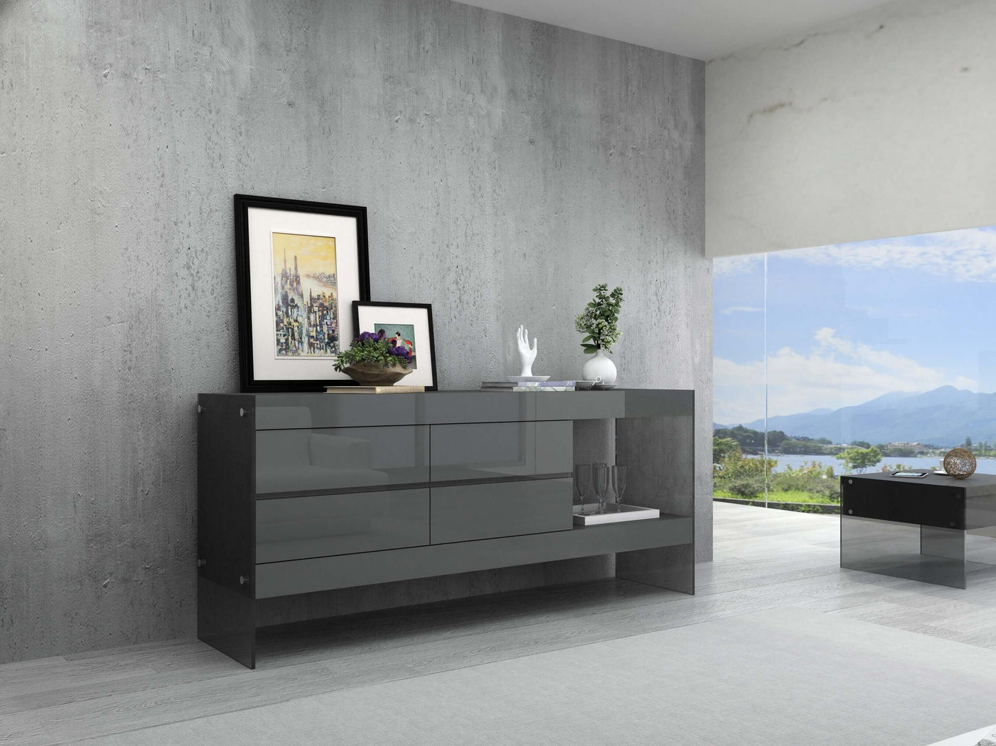 Cloud Buffet in Grey High Gloss
