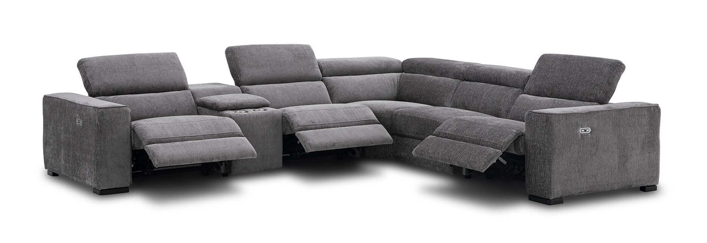 Picasso Motion Fabric Sectional in Dark Grey