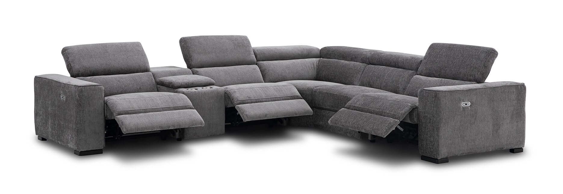 Picasso Motion Fabric Sectional in Dark Grey