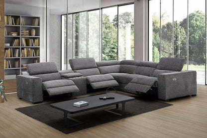 Picasso Motion Fabric Sectional in Dark Grey