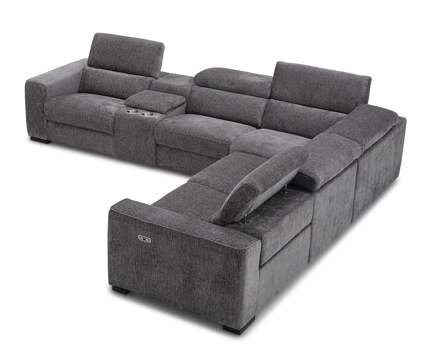 Picasso Motion Fabric Sectional in Dark Grey