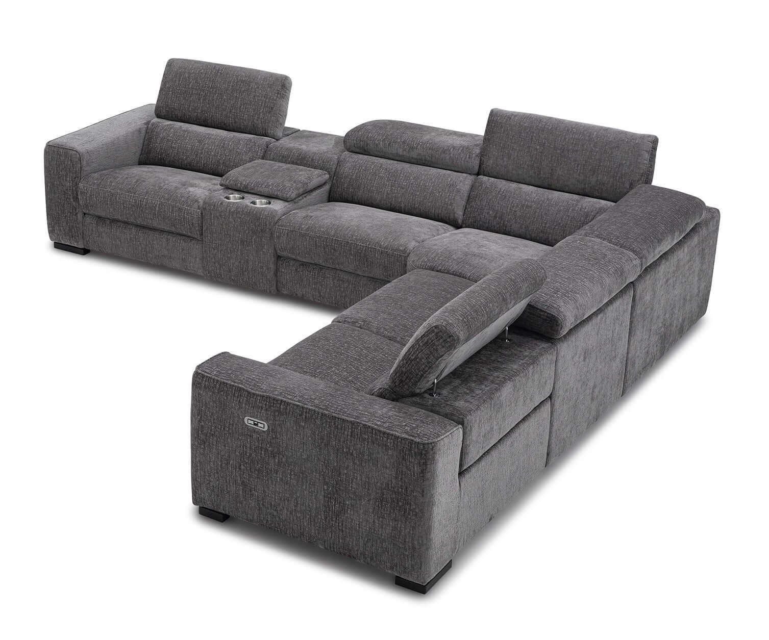 Picasso Motion Fabric Sectional in Dark Grey