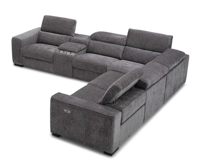 Picasso Motion Fabric Sectional in Dark Grey