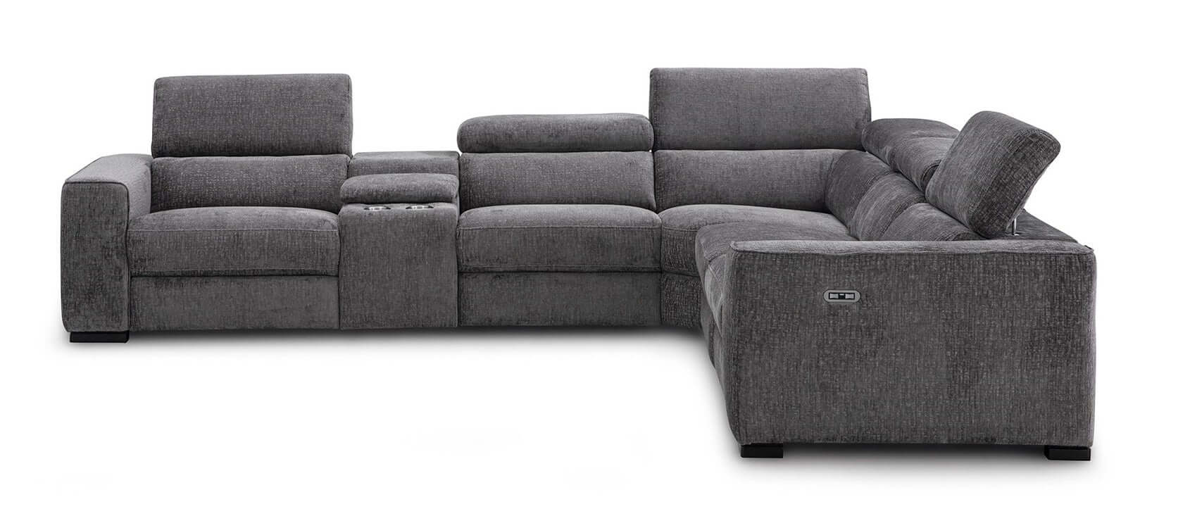 Picasso Motion Fabric Sectional in Dark Grey