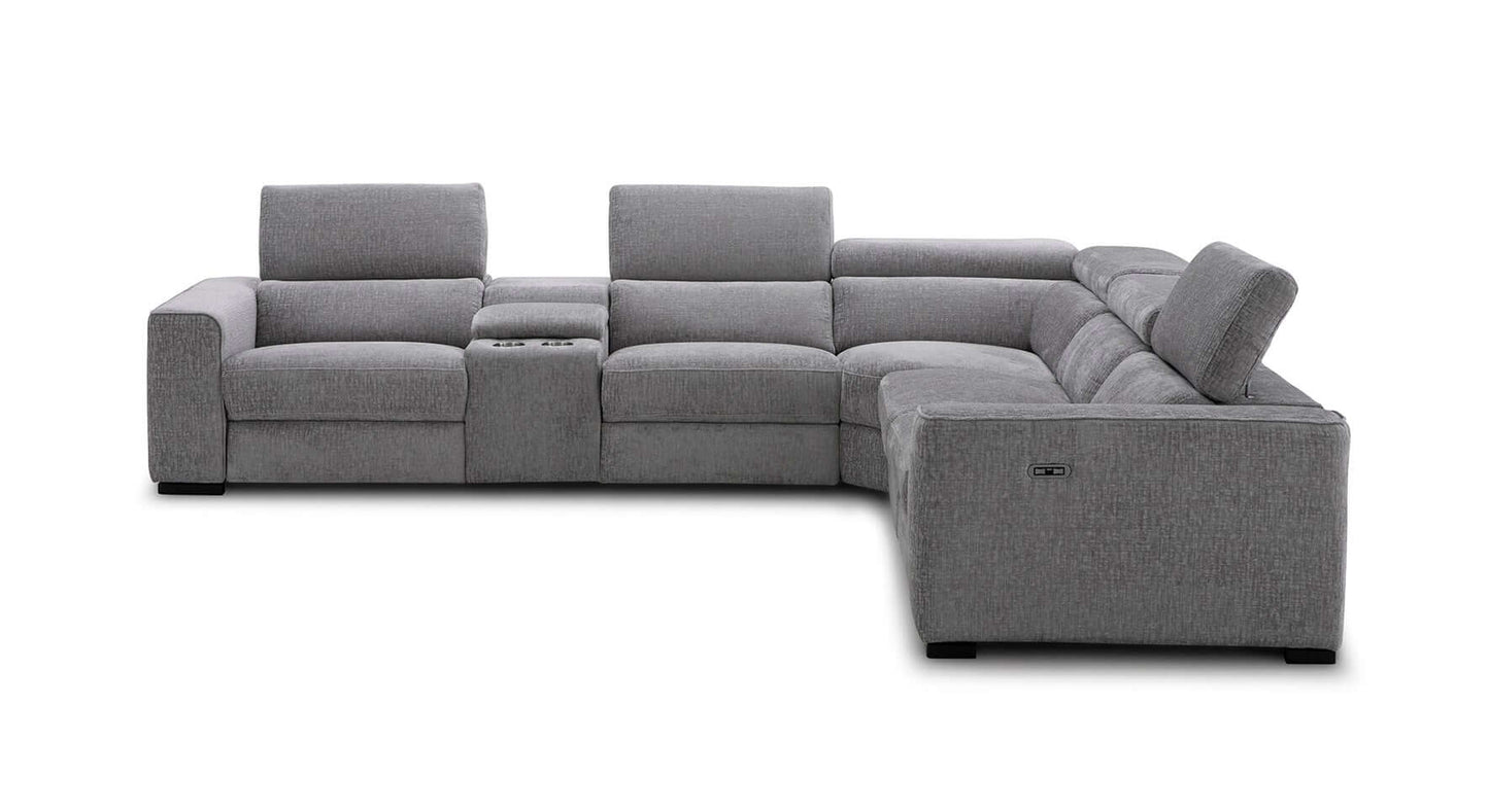 Picasso Motion Fabric Sectional in Light Grey