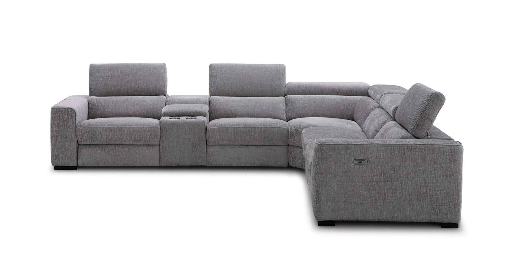 Picasso Motion Fabric Sectional in Light Grey