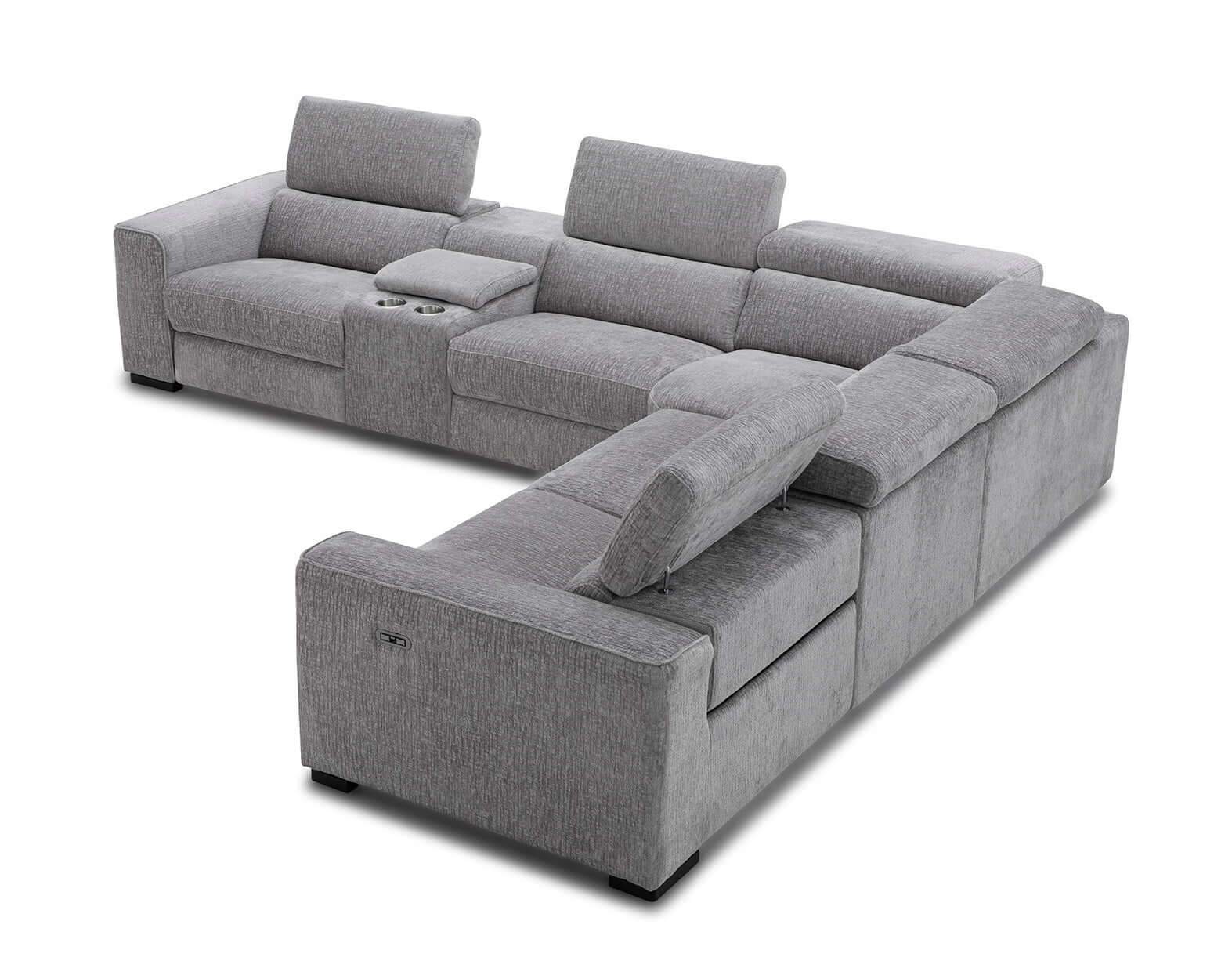 Picasso Motion Fabric Sectional in Light Grey