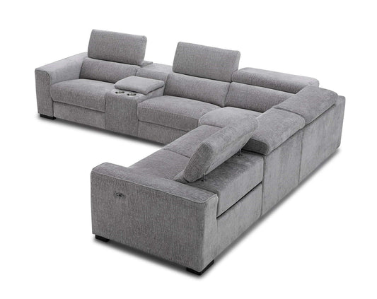 Picasso Motion Fabric Sectional in Light Grey