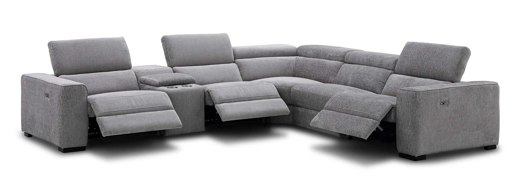 Picasso Motion Fabric Sectional in Light Grey