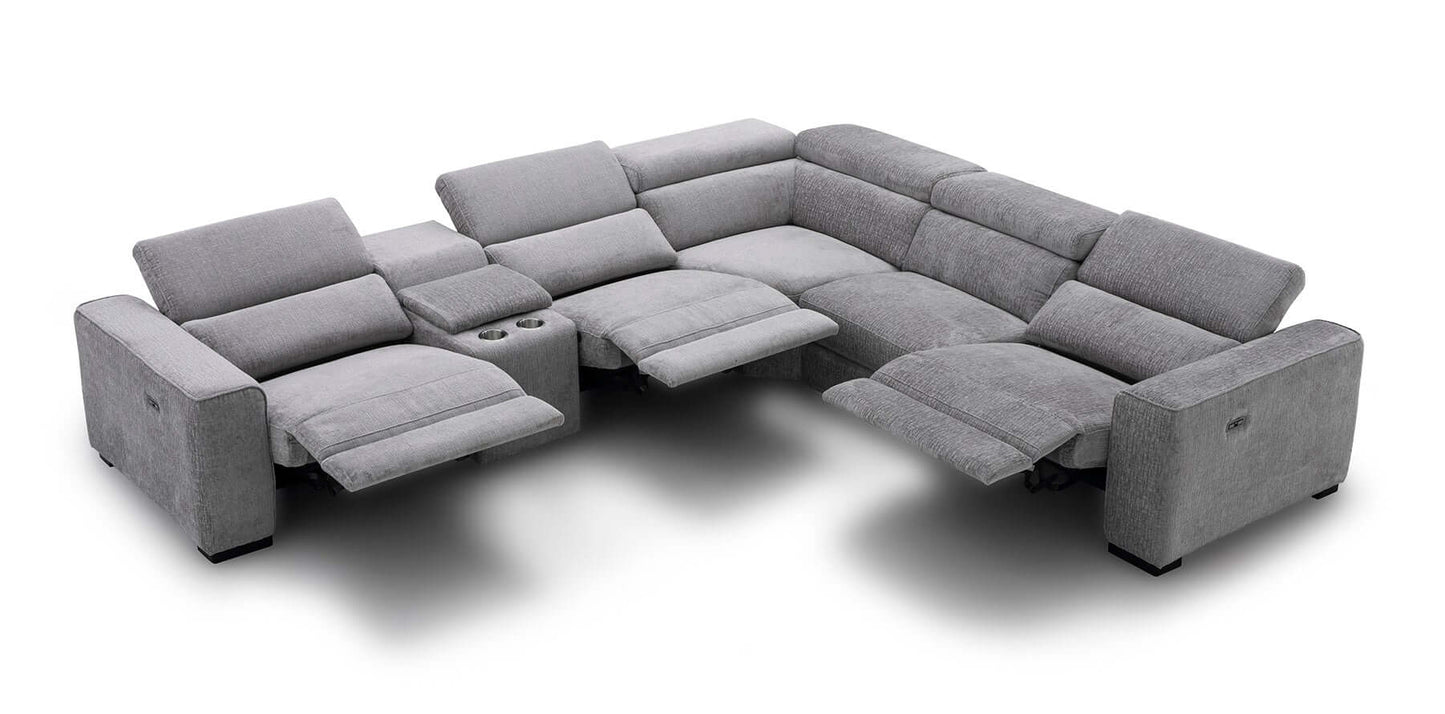 Picasso Motion Fabric Sectional in Light Grey