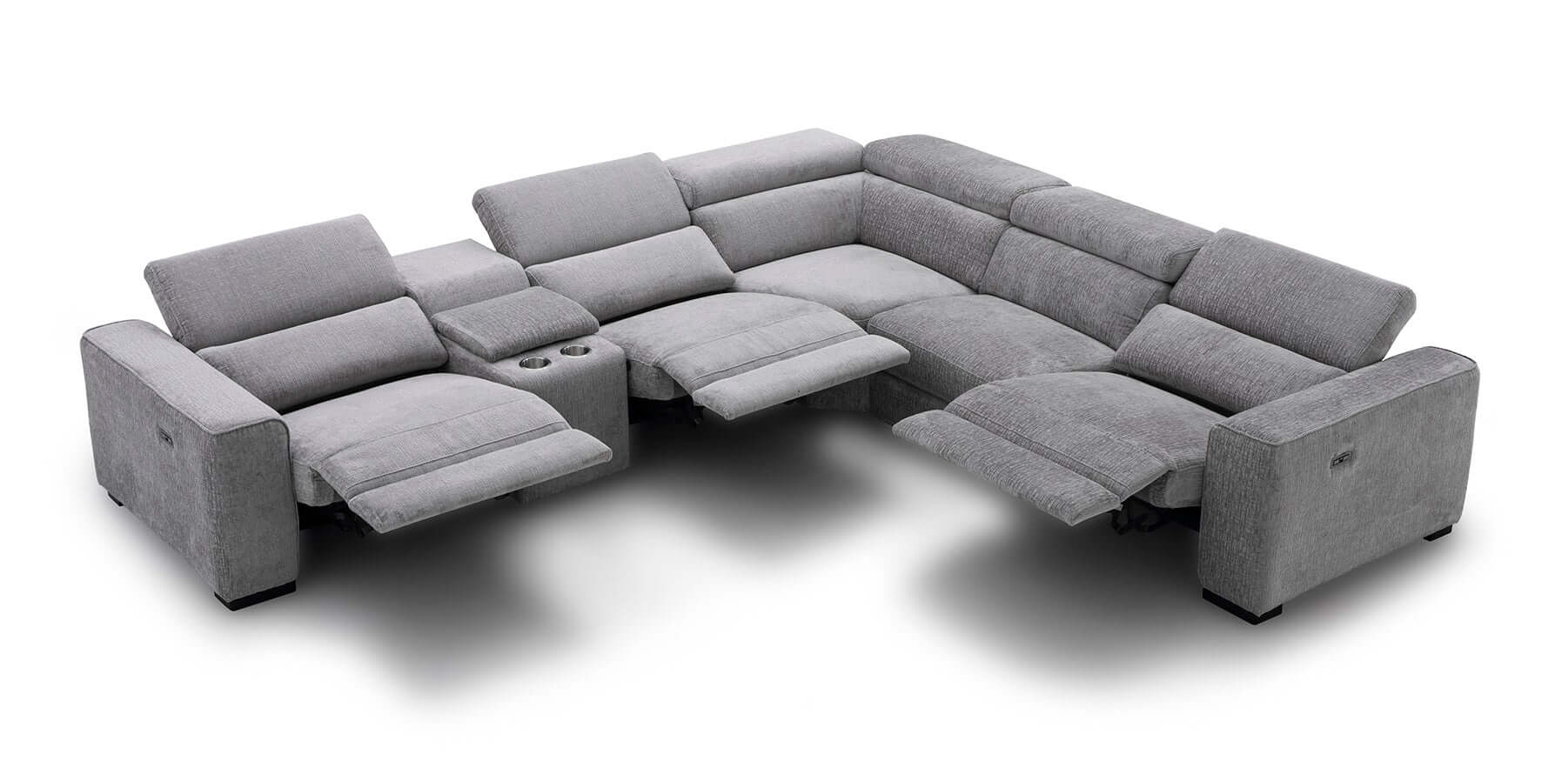 Picasso Motion Fabric Sectional in Light Grey