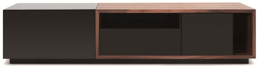 TV Stand 047 in Black High Gloss & Walnut